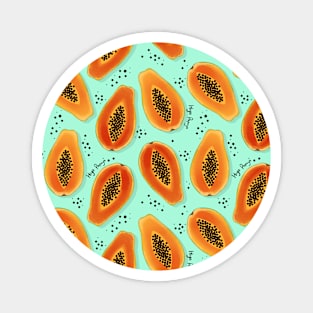 Hiya Papaya Pattern on Mint Green Magnet